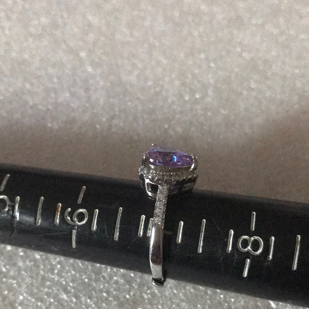 Sterling Silver Purple Halo Engagement Ring